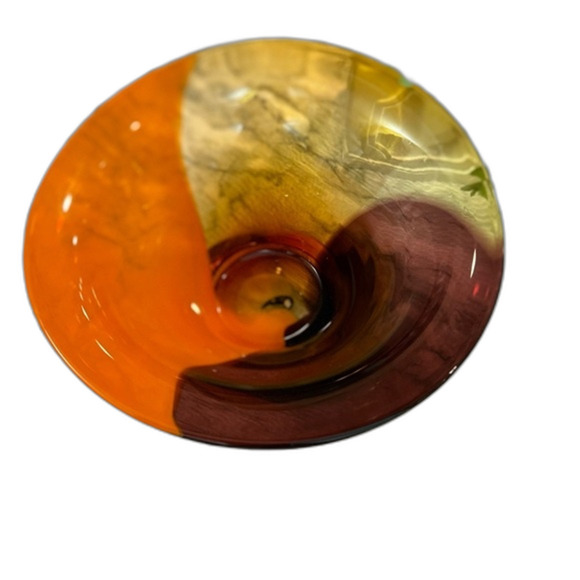 Teleflora Hand Blown Multi-Colored Studio Art MCM Swirl Glass Bowl - Picture 14 of 16